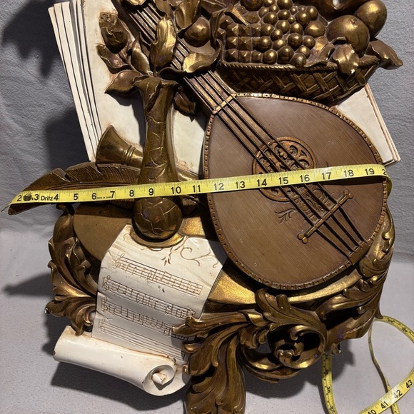 Vintage Syroco Inc 1971 Large Hanging Musical Hard Plastic Mandolin Wall Decor - Picture 4 of 11